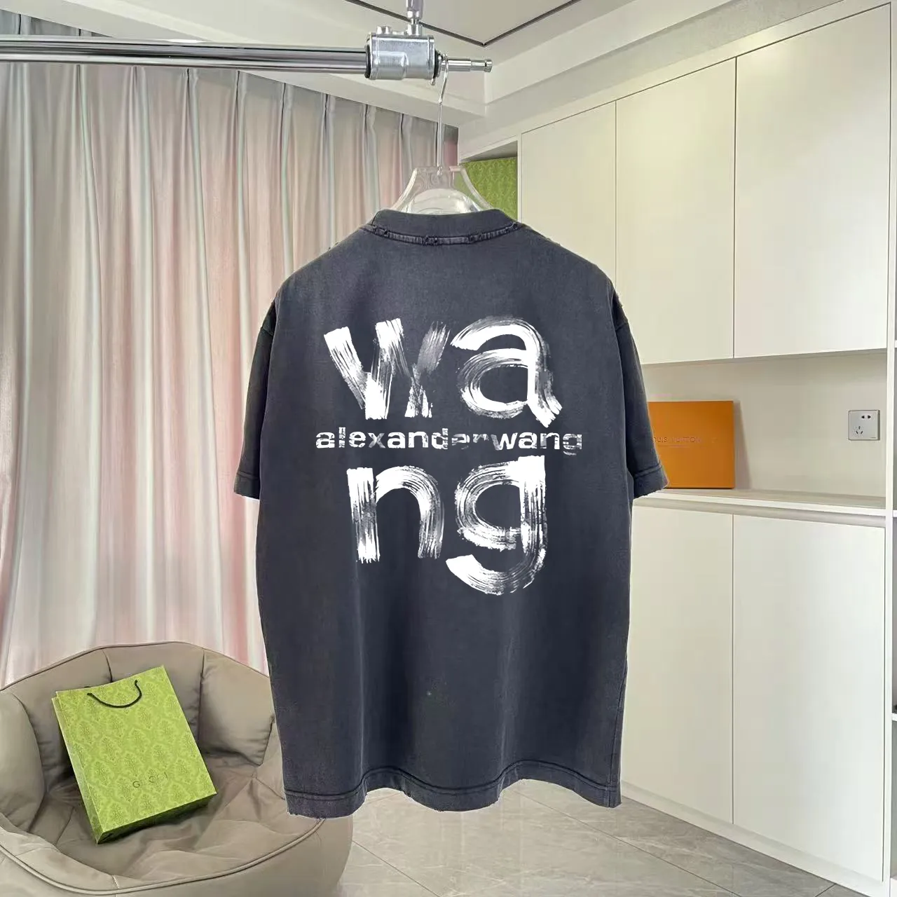 *alexanderwang 2025 New Arrival logo g T Same Style Size：S M L XL XXL ：Black Gray